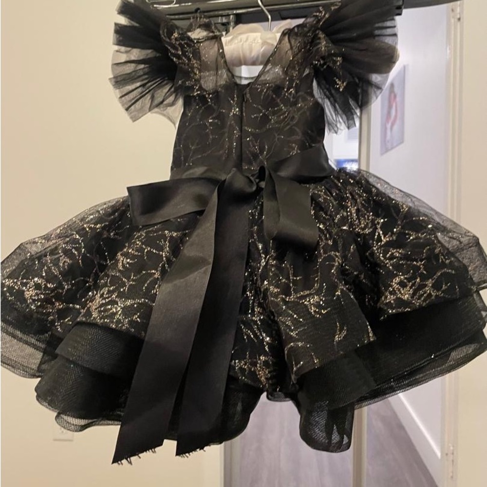 Itty Bitty Toes Black and Gold Formal Dress